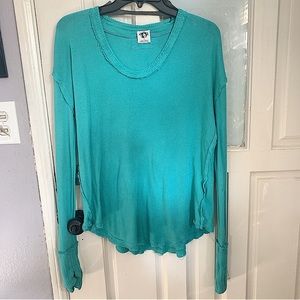 Free People blue pullover with finger glove sleeves Small / S